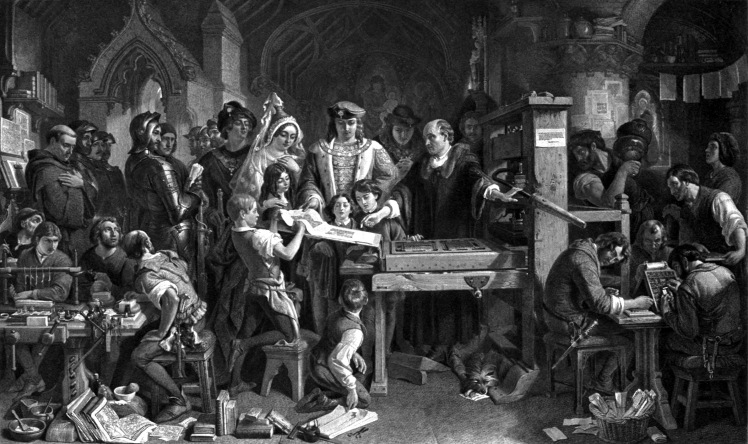 Daniel_Maclise_-_Caxton_Showing_the_First_Specimen_of_His_Printing_to_King_Edward_IV_at_the_Almonry,_Westminster
